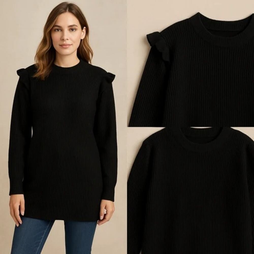 Vero Moda Womens Medium Black Pullover Sweater Stretch Long Sleeve NWOT